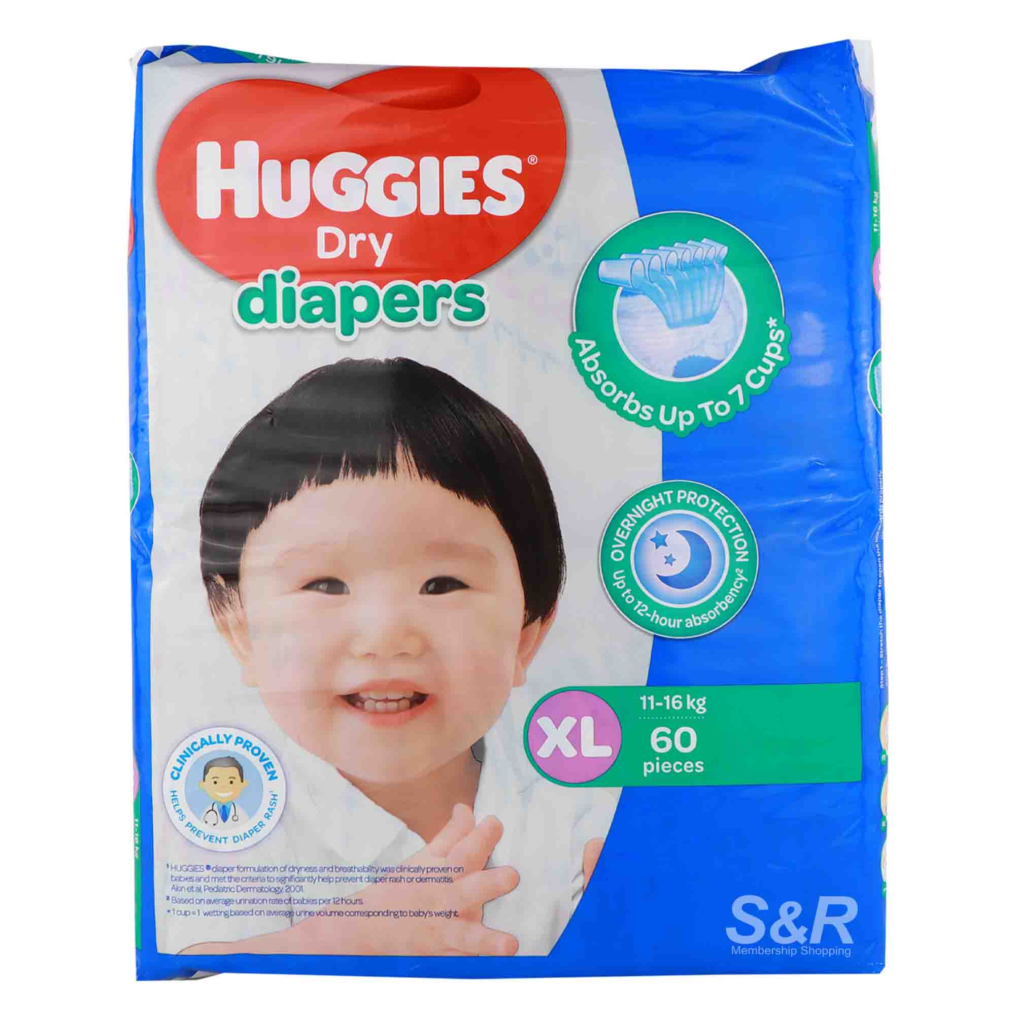 Huggies Dry Diapers Extra Large 60pcs